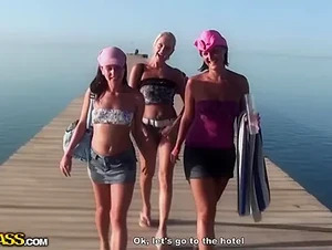 Egypt porn with hot bikini girls: Day 7 - Lesbians in shower and on the beach with Leony Aprill