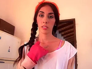 Skinny Latina cleaning lady Luisa Castillo takes POV banging and facial